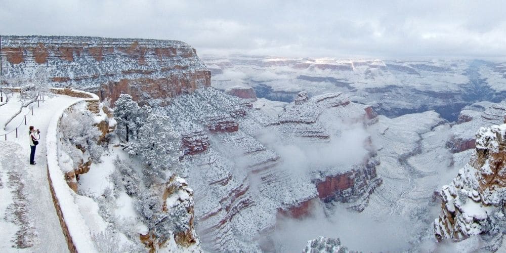 snow covering the grand canyoon at grand canyon national park